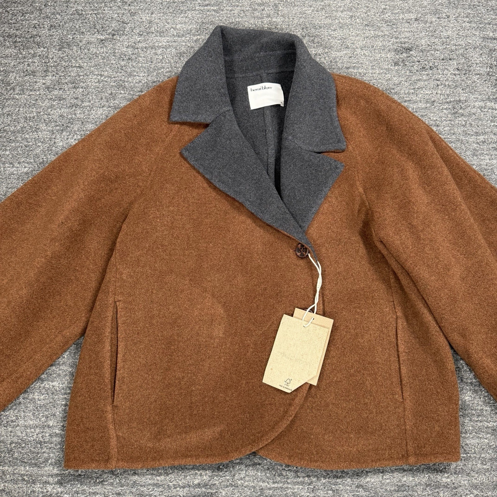 Hemi Blurr Wool Coat Women Small Brown Oversized Boxy Statement Quiet Luxury — image 5 of 8